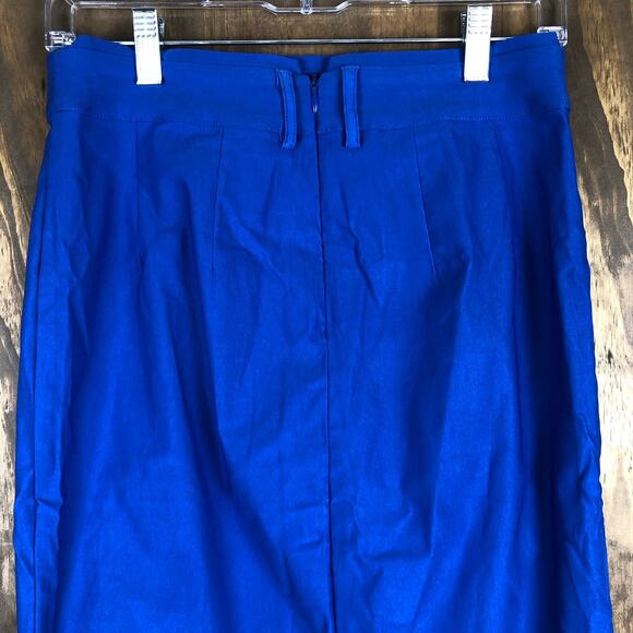 Kate Kasin Women Skirt Blue Bodycon Pencil Belt Loop Hip-Wrapped Medium - Picture 9 of 11